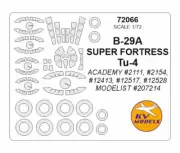 KV 1/72 B-29A SUPER FORTRESS/Tu-4 Masking w/Wheels Masks for Academy/Modelist
