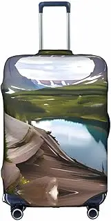 [HTTUP] Glacier National Park Print Practical Elastic Washable Travel Luggage Cover with Concealed Zipper for Suitcases, White, Large