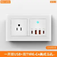 在飛比找蝦皮商城精選優惠-美標USB+雙Typec插座146型一開美式三孔插座暗裝一開