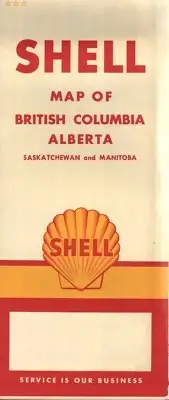 1961 Shell Road Map: British Columbia Alberta Saskatchewan and Manitoba NOS