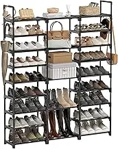 WOWLIVE 9 Tiers Large Shoe Rack Shoe Storage Shoe Organizer 50-55 Pairs Shoe Tower Unit Shelf Durable Metal Pipes with Plastic Connectors Stackable Shoe Cabinet Black(SSS3B9)