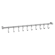 Stainless Steel Wall Mount Pot Pan Hanging Rack Rail Kitchen Straight Bar Utensil Cookware Organizer with Sliding Hooks 10