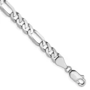 8 Inch 14K White Gold 5.5mm Flat Figaro Chain