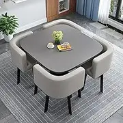 Reception Negotiation Table Set with 4 Chairs - Office Reception Table and Chair Set for Small Conference Room, Coffee Kitchen Dining Table Set for Office Club Room(Square13)