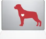 The Decal Guru I Love My Rottweiler Decal Vinyl Sticker, 15" MacBook Pro, Red