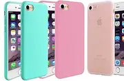 [3pack] iBarbe Ultra Slim TPU Light Case Compatible with iPhone 7 /iPhone 8 4.7 inch Phone,Premium Luxury Design TPU Protective Bumper Skin Rugged Shock Grip Silicone Shell Accessories-Clear+Pink+Red