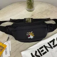 在飛比找Yahoo奇摩拍賣-7-11運費0元優惠優惠-熱賣精選現貨促銷 KENZO 刺繡虎頭 黑色 休閒時髦腰包 