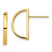 14K Yellow Gold Half Circle Post Earrings