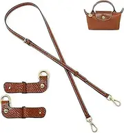 [wiucjosd] Purse Straps Replacement, Leather Handbag Crossbody Shoulder Strap Adjustable for Longchamp Bag Women(Brown Gold)