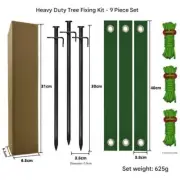 Black Spike Heavy-Duty Tree Anchoring Kit - 9-Piece Set with Ground Stakes, Str