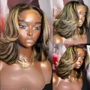 Highlight Wig Human Hair Ombre Wavy 13x4 Lace Front Wig Short Bob Lace Wig