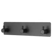 Self Adhesive Hook Stainless Steel Towel Wall Hangers with 3 Hooks, Black