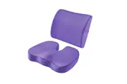 Memory Foam Seat Cushion and Lumbar Support Pillow for Office Chair Car with Adjustable Strap-Purple