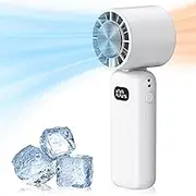 Fantachinoo Portable Mini Cooling Fan with Ice Pack, 4000mAh Battery Operated Rechargeable, 4 Speed LED Display Turbo Fan for Travel Outdoor Indoor