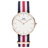 在飛比找ETMall東森購物網優惠-DW Daniel Wellington 經典藍白紅帆布錶帶