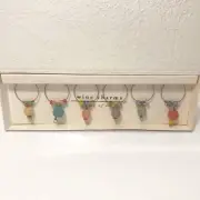 New In Box Festive Colorful Beads Wine Glass Charms Set Of 6 Pier 1 Imports