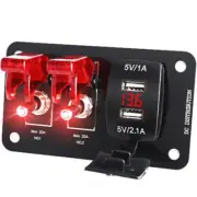 Dual USB 3.1A Charger 2 Gang Red LED Rocker Switch Panel Car Marine Boat 12/24V (for: Opel)