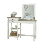 Design Square Cottage Road Wooden Vanity Dressing Make-Up Table W/ Mirror Soft White