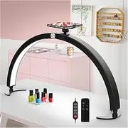 Half Moon Nail Desk Light with Phone Stand, 40W LED Lamp, Adjustable Brightness & Color Modes, Remote & Wire Control