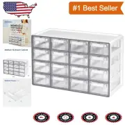 Durable 16 Drawer Parts Organizer - Stackable Craft Storage Solution in Grey