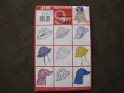 Infant's Hat & Romper Sewing Pattern - BUTTERICK 3145 UNCUT NB-S-M 2001