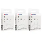 3PK Verbatim Charge & Sync USB-A To Micro USB Soft Touch Charging Cable 1m White