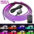4Pcs RGB LED Under Car Tube Strip Underglow body Neon Light Kit Remote Control