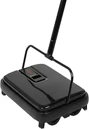 [Eyliden] Carpet Floor Sweeper Hand Push Automatic Compact Broom 4 Corner Edge Brushes Black