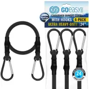 Carabiner Bungee Cords with Hooks Heavy Duty - 24" Elastic Black Bungee Cords...