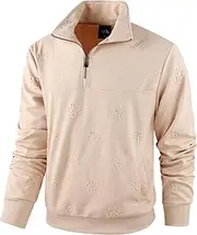[LAIWANG] Men's Quarter Zip Pullover with Pocket - Performance Long Sleeve Athletic Shirt for Running, Golf, and Workout