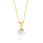 Luminesce Lab Grown Diamond 6 Claw Solitaire Pendant in 9ct Yellow Gold With Chain