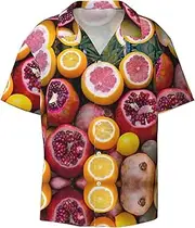 [YANYU] Fruit Picture Print Hawaiian Shirts Men Short Sleeve Button Down Cuban Collar Shirt Summer Beach Days