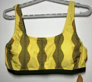 Women's Micro Waves Print Bralette Bikini Top - Fe Noel Green 2X