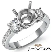Diamond Engagement 3 Stone Elegant Round Semi Mount Ring 0.40Ct Platinum 950