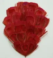 One BLEACHED PEACOCK "EYE" PAD - RED Feathers; Headband/Hats/Costume/Bridal