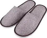 Disposable Slippers，5 Pairs Spa Slippers，Hotel Slippers Thick Cotton and Linen Disposable Home Summer Non-Slip Guest Rooms (Color : Light Gray)
