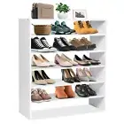 3 PCS Stackable Shoe Rack Horizontal Organizer 2-tier Storage Shelf White