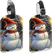[WOSHJIUK] 2-Pc,Luggage Tags for Suitcases,Travel Tags for Luggage,Christmas Tree Animal Snowman
