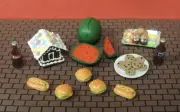 PARTY:FOOD+SWEETS+DRINKS (COLA,PEPSI+COOKIES+HOT DOGS+ HAMBURGERS+WATERMELON)