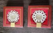 2 Lenox Snow Lights Sparkling Votive Candle Holder White Porcelain Gold Tealight
