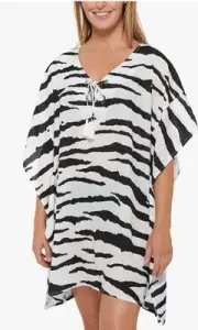 Dotti Plus Size Women’s Spell Bound Zebra Print Caftan Cover-Up Size 1X