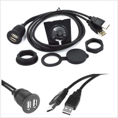 Pro Car Stereo Dashboard Flush Mount Dual USB 2.0A Male To Female Extension Wire (for: Volkswagen)