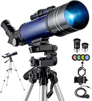 Telescope Astronomy 70/400 Telescope Telescope for Kids Beginner Amateur Astronomers with Smartphone Adapter Tripod Bag