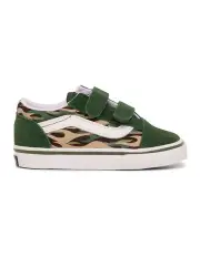 [Vans] Old Skool V Flame Camo Infant Sneakers in Green