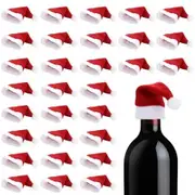 30PCS Mini Santa Hats Wine Bottles Cover Silverware Holder Home Christmas Decor