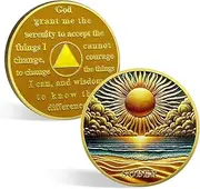 CHURYUML Sunlight Sobriety Coin Original Sobriety Chip Serenity Prayer AA Coins Recovery Medallions Sober Tokens Sobriety Gifts for Men Women Alcoholics Anonymous Addiction Recovery Gift