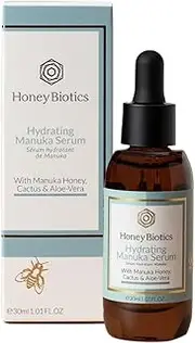 Honey Biotics Hydrating Manuka Serum – Fast-Absorbing, Soothing & Lightweight – With Hyaluronic Acid, Cactus Extract, Aloe Vera & Kakadu Plum – Reduces Redness & Boosts Hydration for Softer, Even-Toned Skin Dermatologically Tested For Sensitive Skin - 30ml