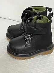 Wonder Nation Infant Baby Boy's Black Combat Boots Sz 3 New W/O Tags