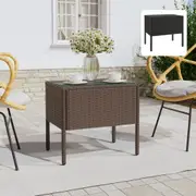 Side Table Coffee Table Sofa End Table Poly Rattan and Tempered Glass vidaXL