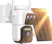 4K Dual Lens Solar WiFi Security Cameras with Solar Panels Color Night Vision PIR Motion Detection Ourdoor IP Camera(8MP NO SD Card)